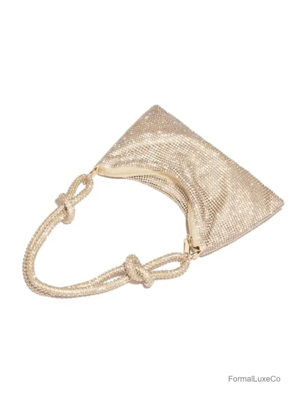 Sparkly Rhinestone Clutch Evening Bag with Knotted Shoulder Straps